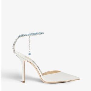 Jimmy Choo Saeda 100 Ivory Something Blue Size 38 New